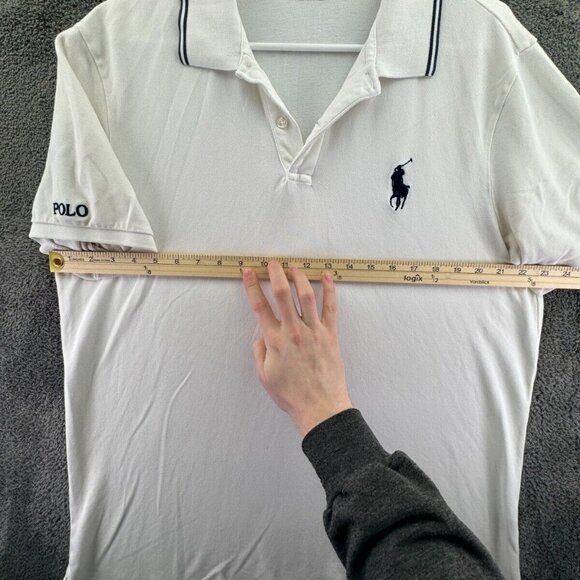 Polo Ralph Lauren Polo Shirt XL White Embroidered Short Sleeve Big Pony Pro Fit - Picture 5 of 15